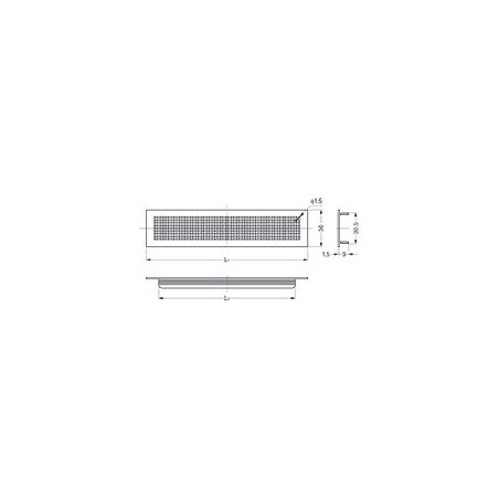 Grille d'aération aluminium, 210 x 36mm, Argent