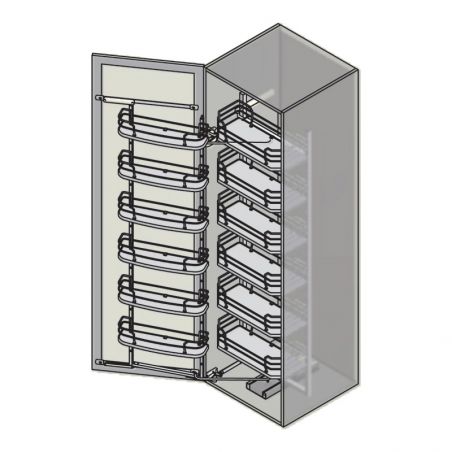 Armoire coulissante complète pour caisson de 450mm, Gris/Fil chromé