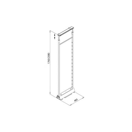 Armoire coulissante complète 6 corbeille pour caisson de 300mm, Fil rond chromé