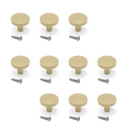 Lot de 10 boutons Uppsala, diamètre 30mm, Aluminium, Or