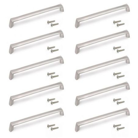 Lot de 10 poignées Canton, L174mm, entraxe 160mm, Zamak, Nickel satiné