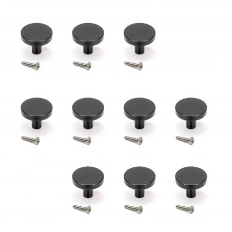 Lot de 10 boutons Cancún, diamètre 28.5mm, Zamak, Noir