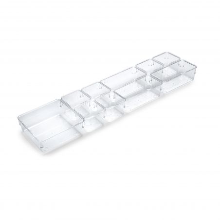 Kit de 10 organisateurs Cube pour tiroirs, Plastique, Transparent