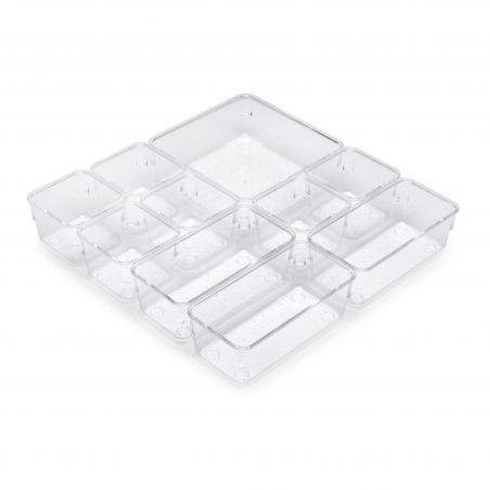 Kit de 10 organisateurs Cube pour tiroirs, Plastique, Transparent