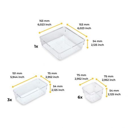 Kit de 10 organisateurs Cube pour tiroirs, Plastique, Transparent