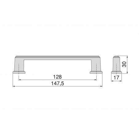 Lot de 5 poignées Tanger, L147.5mm, entraxe 128mm, Zamak, Nickel satiné