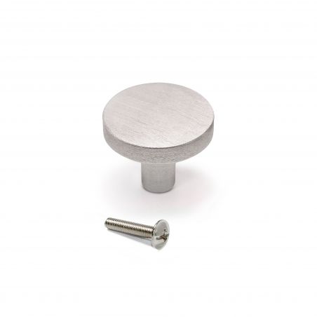 Lot de 10 boutons Uppsala, diamètre 30mm, Aluminium, Inox brossé