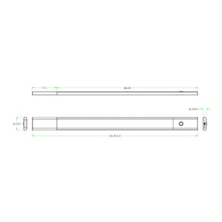 Réglette LED 220V, Longueur 520mm, Noir