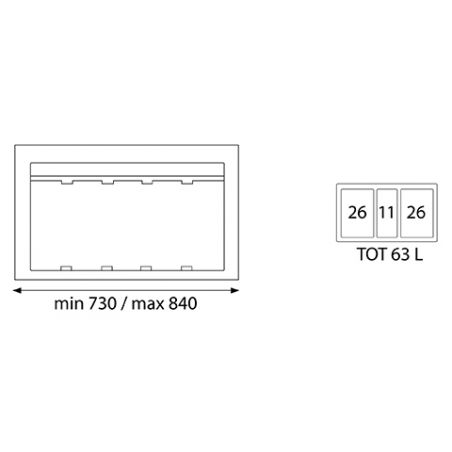 Poubelle sélective 63L 3 bacs pour caisson de 900 mm