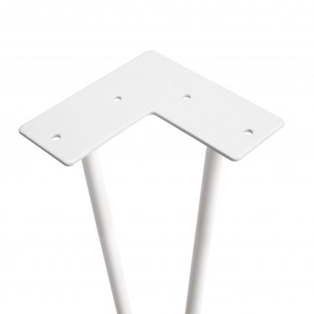Lot de 4 pieds Hairpin 2 barres pour table, hauteur 400 mm, Blanc