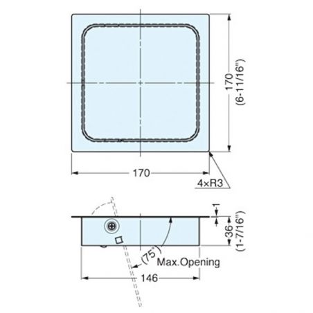 Trappe carrée de poubelle pour plan de travail