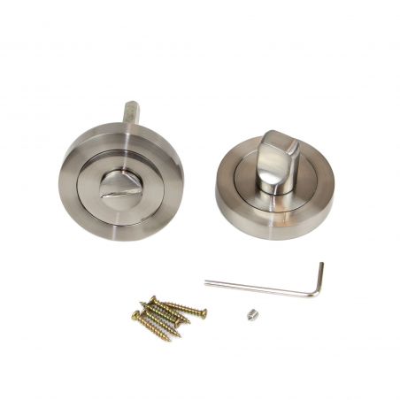 Lot de 5 condamnations rosace ronde pour portes intérieures, diamètre 50mm, Nickel satiné