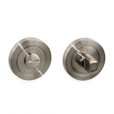 Lot de 5 condamnations rosace ronde pour portes intérieures, diamètre 50mm, Nickel satiné