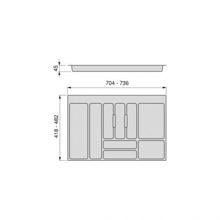 Range-couvert Optima Universal pour caisson de 800 mm, Gris