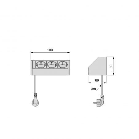 Multiconnecteur V Dock, 3 prises, Anodisé mat