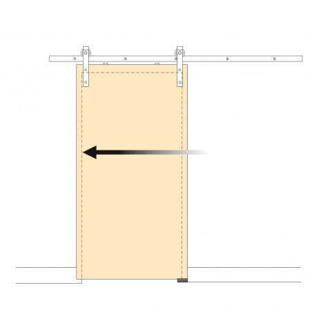 Kit de quincaillerie pour porte coulissante suspendue en bois sans fermeture souple, porte non incluse, Noir