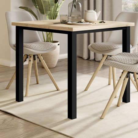 Piètement de table avec pieds carrés et cadre 750 x 750 mm, Noir