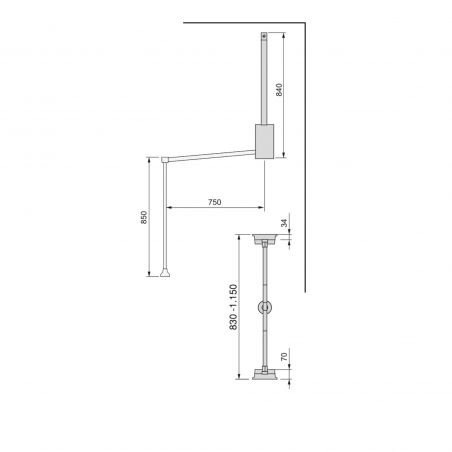 Penderie rabattable Hang pour armoire de largeur 830 à 1150 mm, Chromé