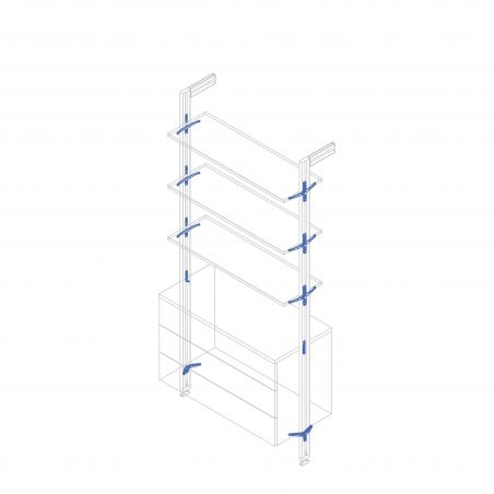 Kit de 3 jeux de supports d'étagères en bois et 1 jeu de supports de modules, Noir