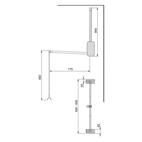 Penderie rabattable Sling pour armoire de largeur 600 à 830 mm, Blanc