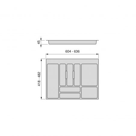 Range-couvert Optima Universal pour caisson de 700 mm, Gris