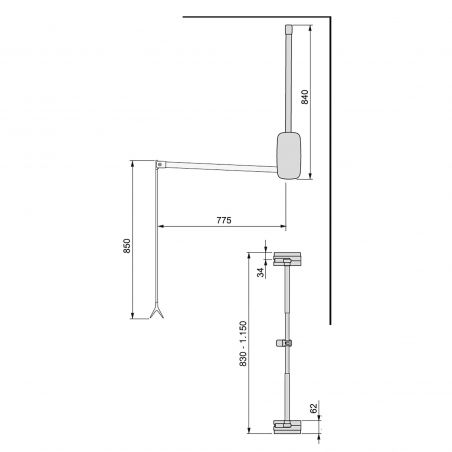 Penderie rabattable Sling pour armoire de largeur 830 à 1150 mm, Blanc