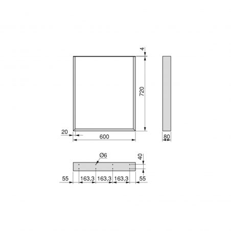 Lot de 2 pieds rectangulaires Square pour table, largeur 600 mm, Blanc