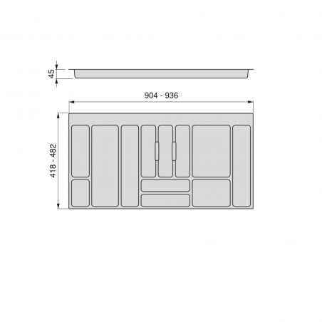 Range-couvert Optima Universal pour caisson de 1000 mm, Gris