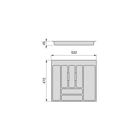 Range-couvert Optima pour caisson de 600 mm, Blanc