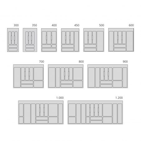 Range-couvert Optima pour caisson de 600 mm, Blanc