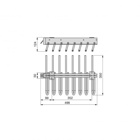 Porte-pantalons extractible pour montage côté Droit, Aluminium