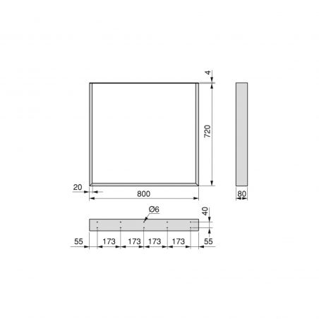 Lot de 2 pieds rectangulaires Square pour table, largeur 800 mm, Blanc