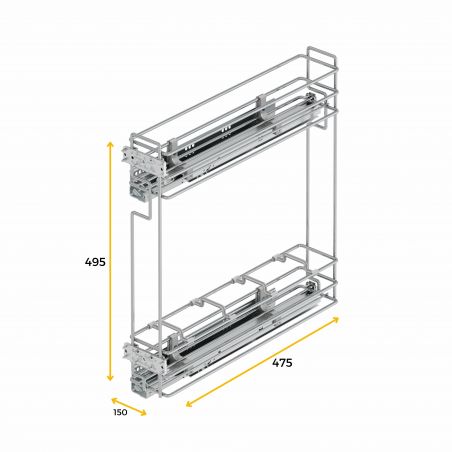 Porte-bouteilles coulissant Suprastar avec amortisseur pour caisson de 200 mm, Chromé