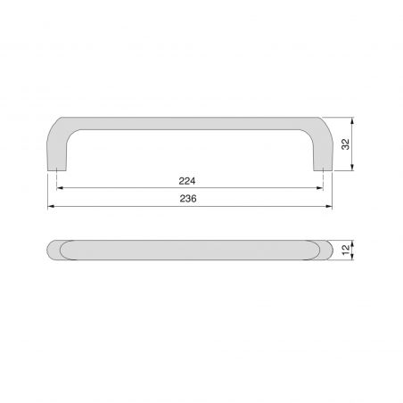 Lot de 20 Poignées Zagreb, L 236 mm, entraxe 224 mm, Nickel satiné