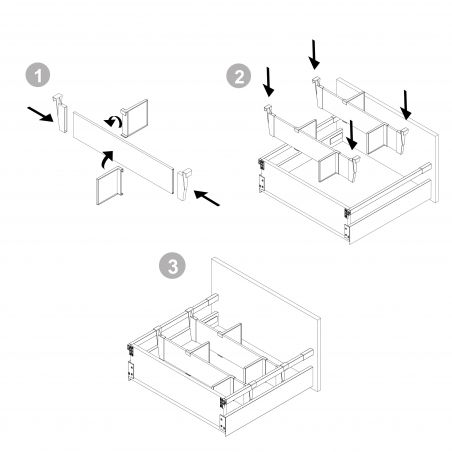 Lot de séparateurs pour intérieur de tiroirs Vertex et Concept pour caisson de 900 mm, Blanc