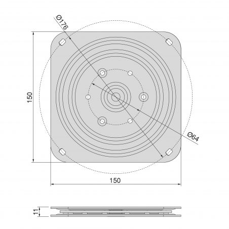 Plateforme tournante Giro 4, charge max. 100 Kg, Zingué