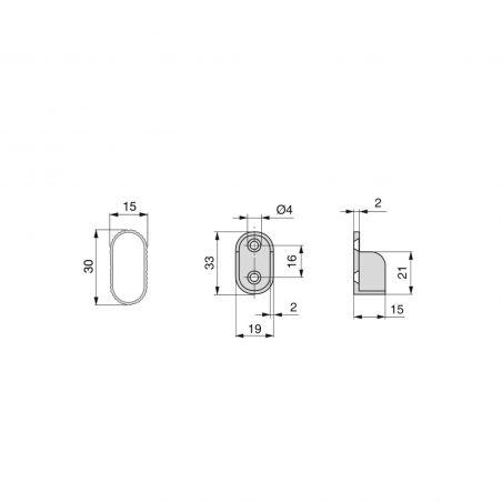 Kit tube de penderie 30x15 mm aluminium, 0,75 m, Anodisé mat