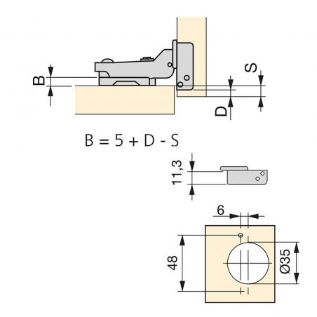 Lot de 20 charnières coudées X91 à fermeture souple et compléments Euro, Hauteur 0, Acier, Nickelé