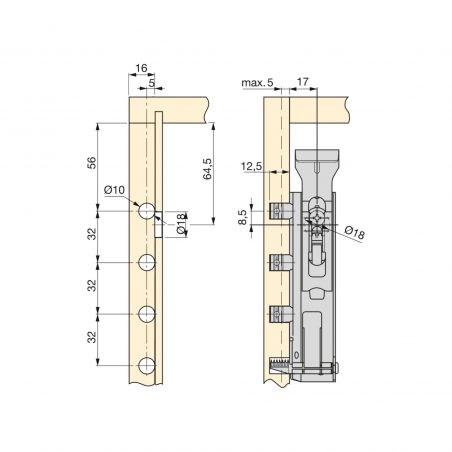 Lot de 5 kits de suspension invisible pour modules hauts Levelup1 avec platine, Zingué