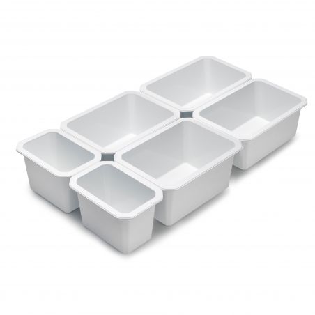 Kit de 6 bacs de rangement pour tiroirs de salle de bain, Blanc