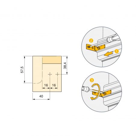 Kit de 2 profils supérieurs Gola pour meubles de cuisine, longueur 2,35mm avec ferrures, Anodisé mat