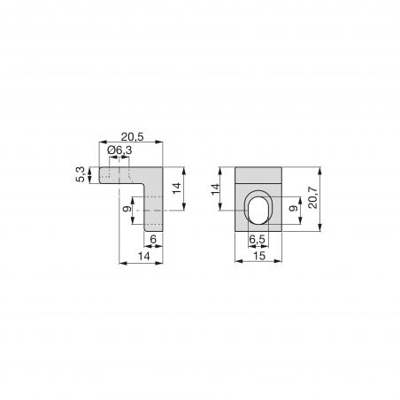 Lot de 50 Équerres d'assemblage, 20,5x20,7mm, 2 trous, Nickelé