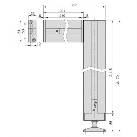 Kit cadre modulaire Zéro avec quincaillerie et 2 profils pour montage au sol et au mur avec niveleur rectangulaire, Noir