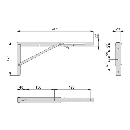 Jeu de 2 supports relevables , longueur 403mm, Blanc