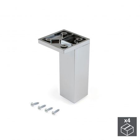 Lot de 4 pieds pour meuble, hauteur 100 - 110 mm, Chromé