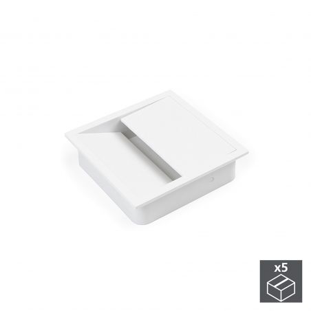 Lot de 5 passes câbles carrés, 78x78mm, Blanc