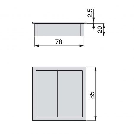 Lot de 5 passes câbles carrés, 78x78mm, Blanc