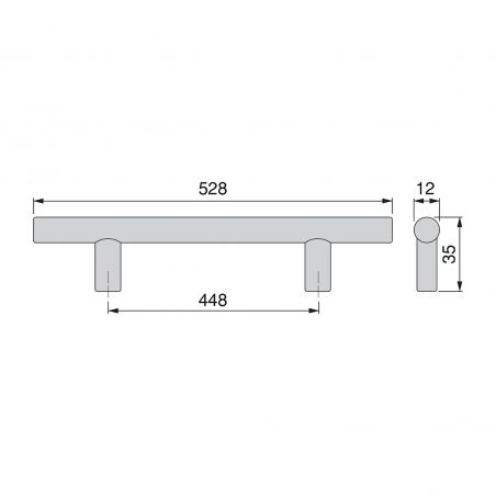 Lot de 10 Poignées Orlando, L 528 mm, entraxe 448 mm, Nickel satiné