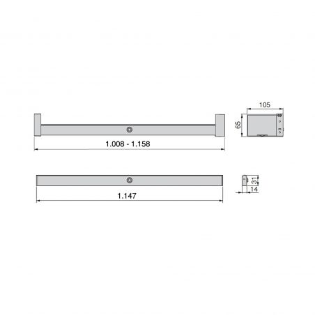 Barre de penderie Castor avec lumière LED, batterie amovible et détecteur de mouvement, 1.158 mm, Anodisé mat