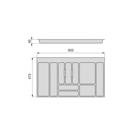 Range-couvert Optima pour caisson de 900 mm, Gris anthracite